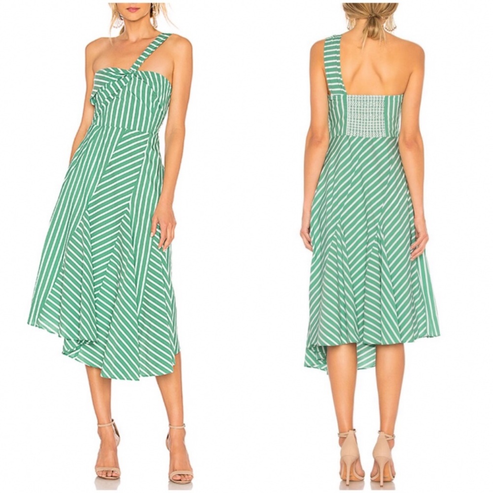 Tanya Taylor Pietra Green Striped Dress